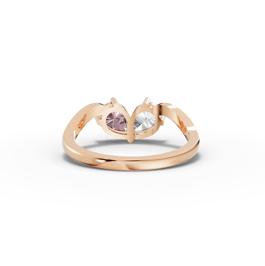 1.00 Ct Pear Pink Tourmaline Bypass Ring