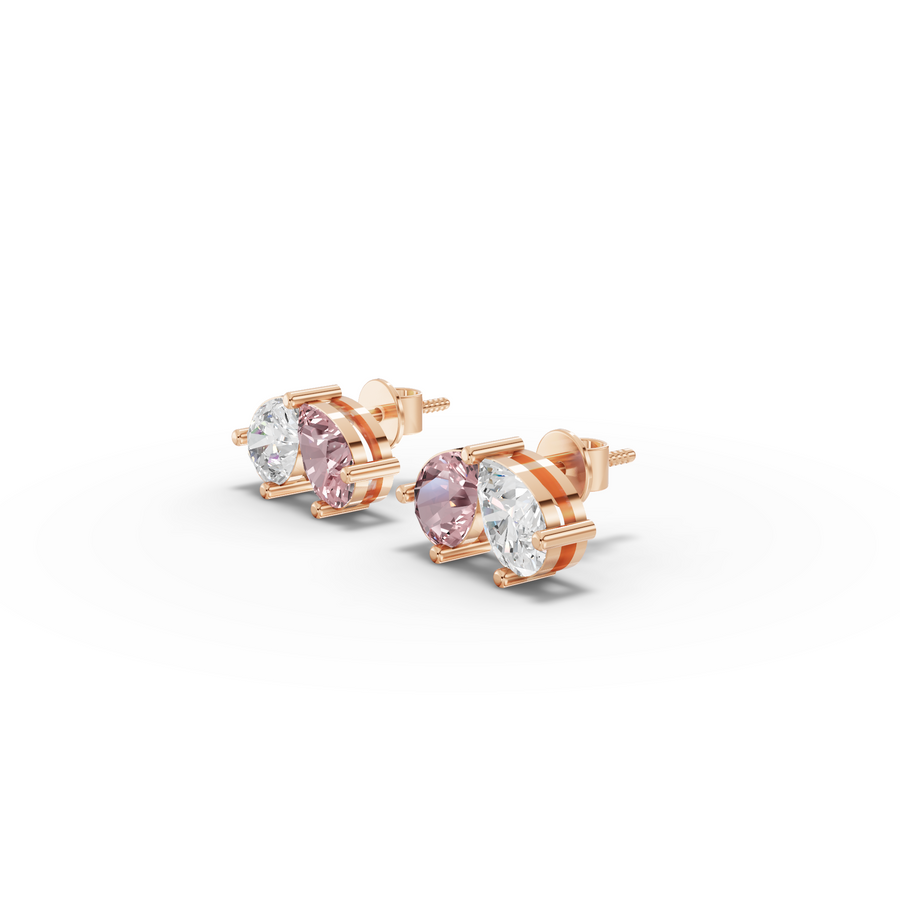 1.00 Ct Pear Pink Tourmaline Two-Stone Stud Earrings