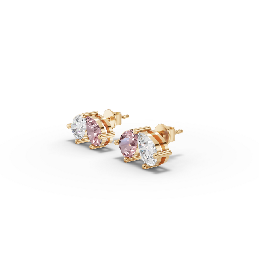 1.00 Ct Pear Pink Tourmaline Two-Stone Stud Earrings
