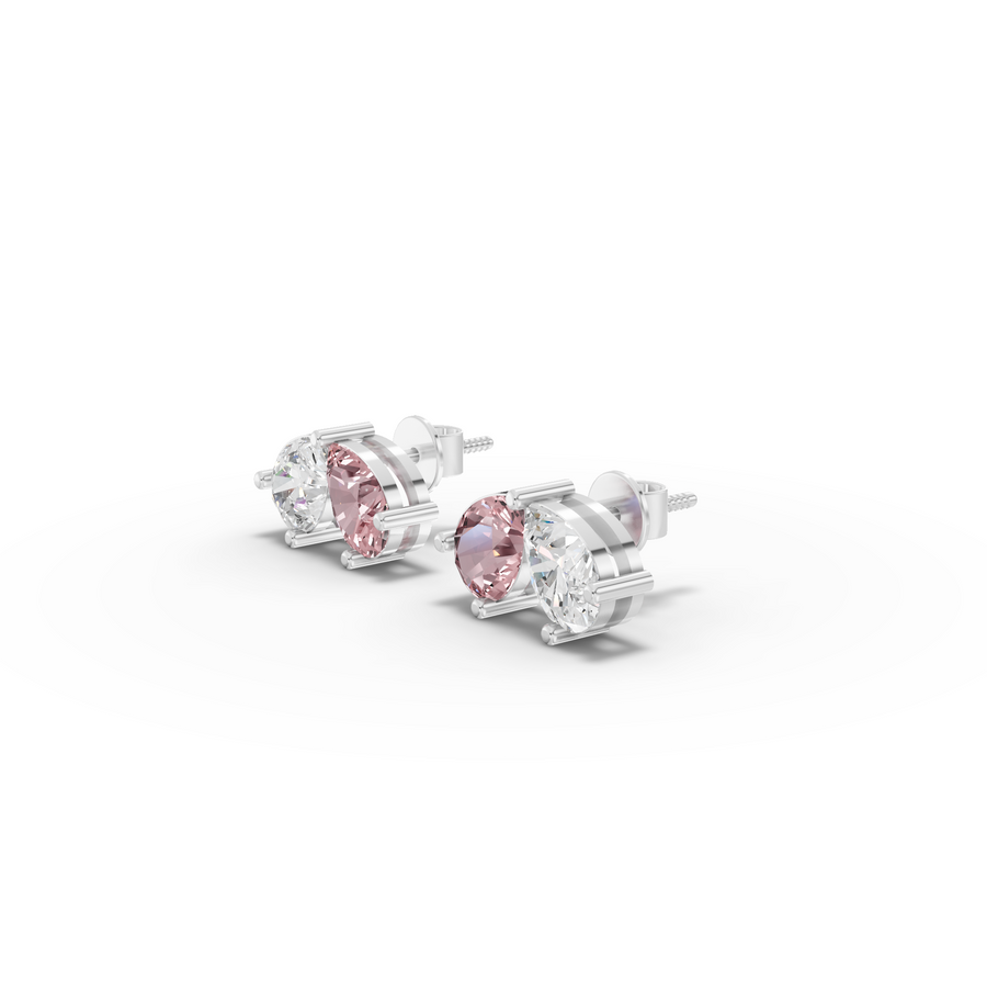 1.00 Ct Pear Pink Tourmaline Two-Stone Stud Earrings