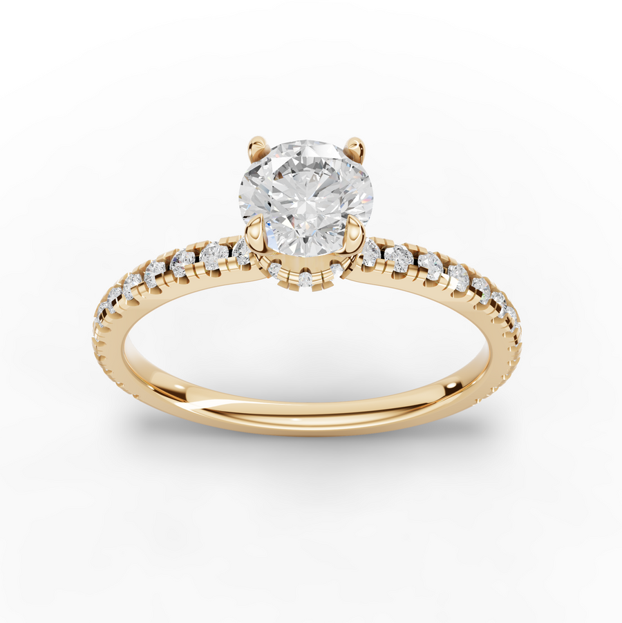 0.73 Ct Round Hidden Halo Pavé Ring
