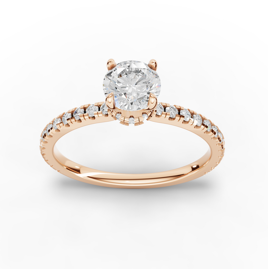 0.73 Ct Round Hidden Halo Pavé Ring