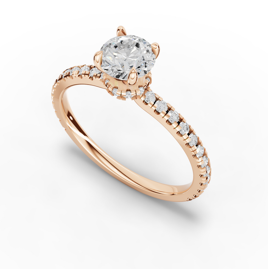 0.73 Ct Round Hidden Halo Pavé Ring