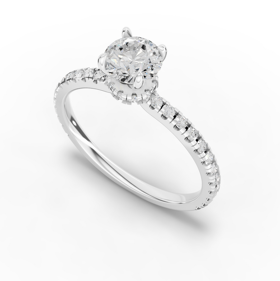 0.73 Ct Round Hidden Halo Pavé Ring