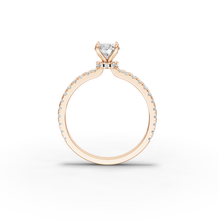 0.73 Ct Round Hidden Halo Pavé Ring