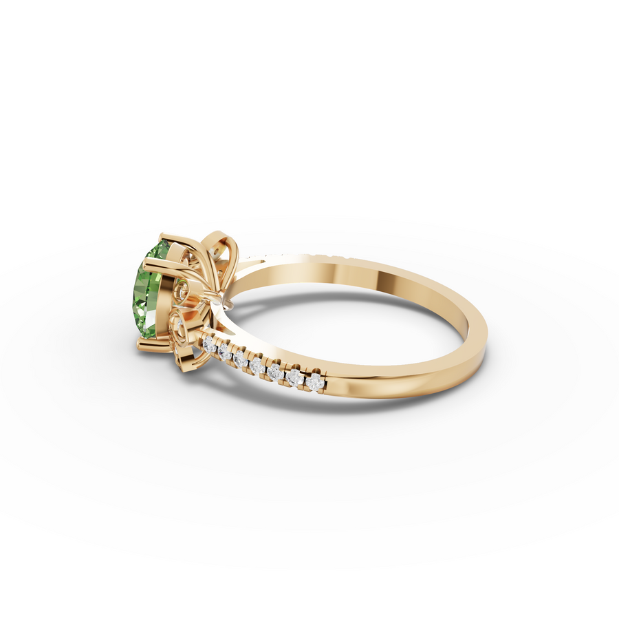 1.64 Ct Round Lab Diamond Emerald Floral Halo Pavé Band 1.50 Ct Center