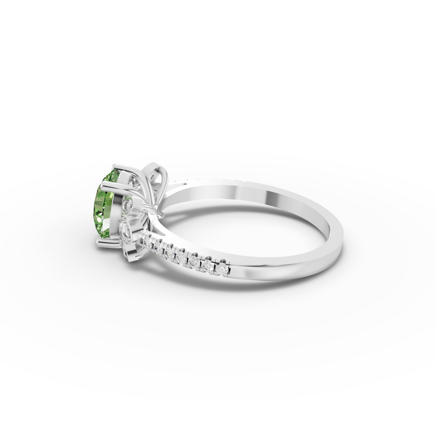 1.64 Ct Round Lab Diamond Emerald Floral Halo Pavé Band 1.50 Ct Center