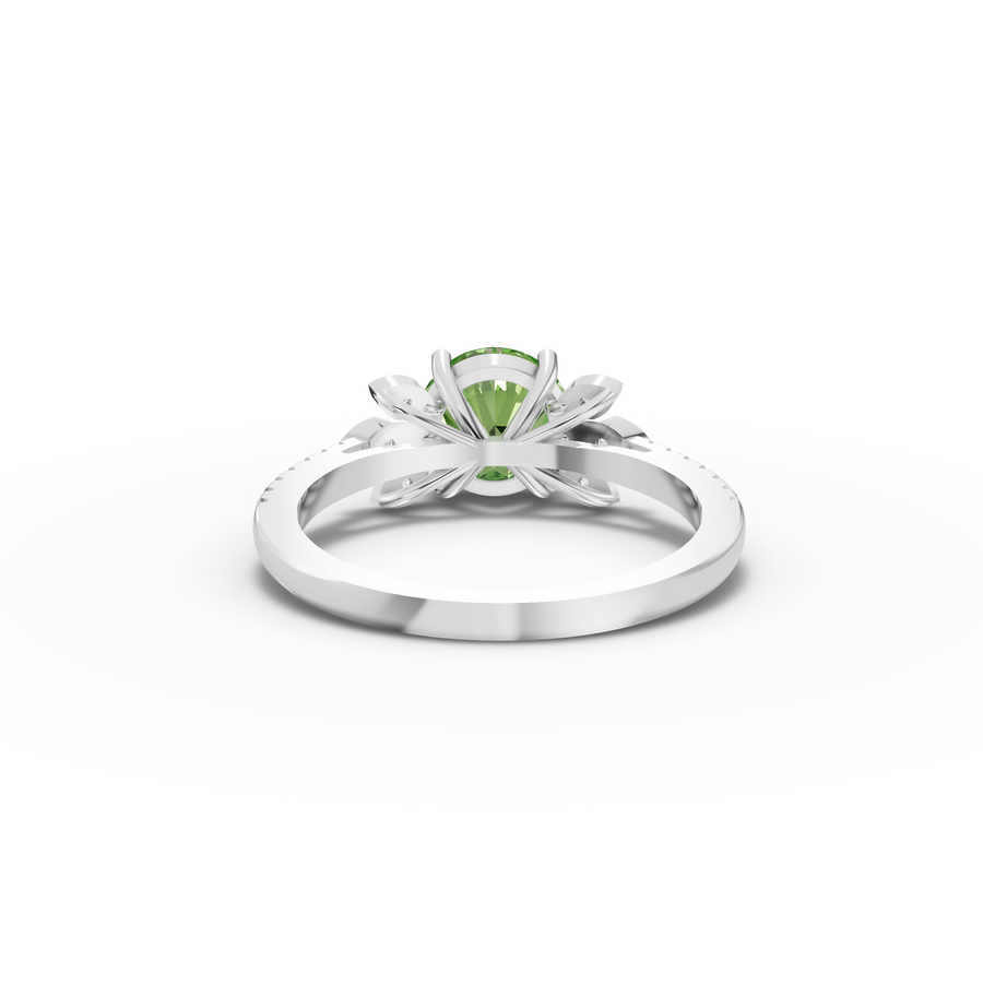 1.64 Ct Round Lab Diamond Emerald Floral Halo Pavé Band 1.50 Ct Center