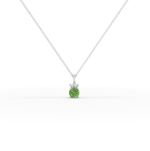 1.54 Ct Round Lab Diamond Emerlad Pendant Nature Inspired Leaf Style 1.50 Ct Center