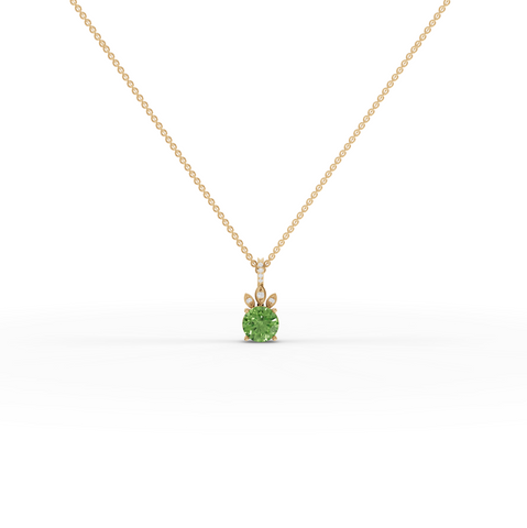 1.54 Ct Round Lab Diamond Emerlad Pendant Nature Inspired Leaf Style 1.50 Ct Center