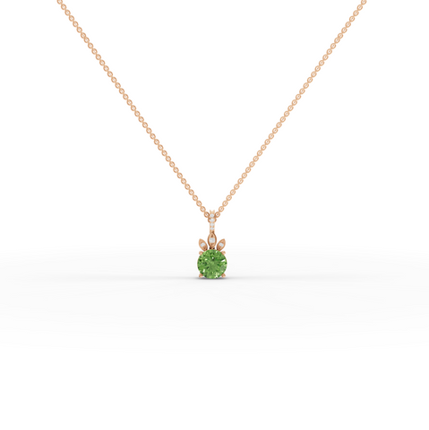 1.54 Ct Round Lab Diamond Emerlad Pendant Nature Inspired Leaf Style 1.50 Ct Center