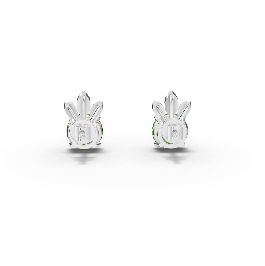 1.64 Ct Round Lab Diamond Emerlad Stud Earrings Leaf Halo Style