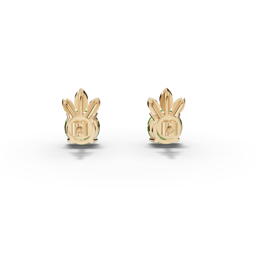 1.64 Ct Round Lab Diamond Emerlad Stud Earrings Leaf Halo Style