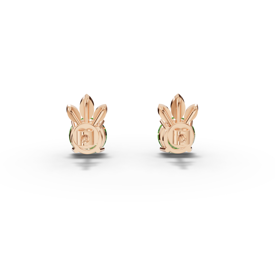 1.64 Ct Round Lab Diamond Emerlad Stud Earrings Leaf Halo Style