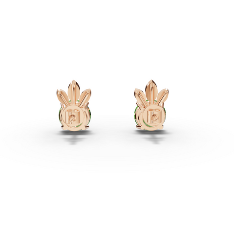 1.64 Ct Round Lab Diamond Emerlad Stud Earrings Leaf Halo Style