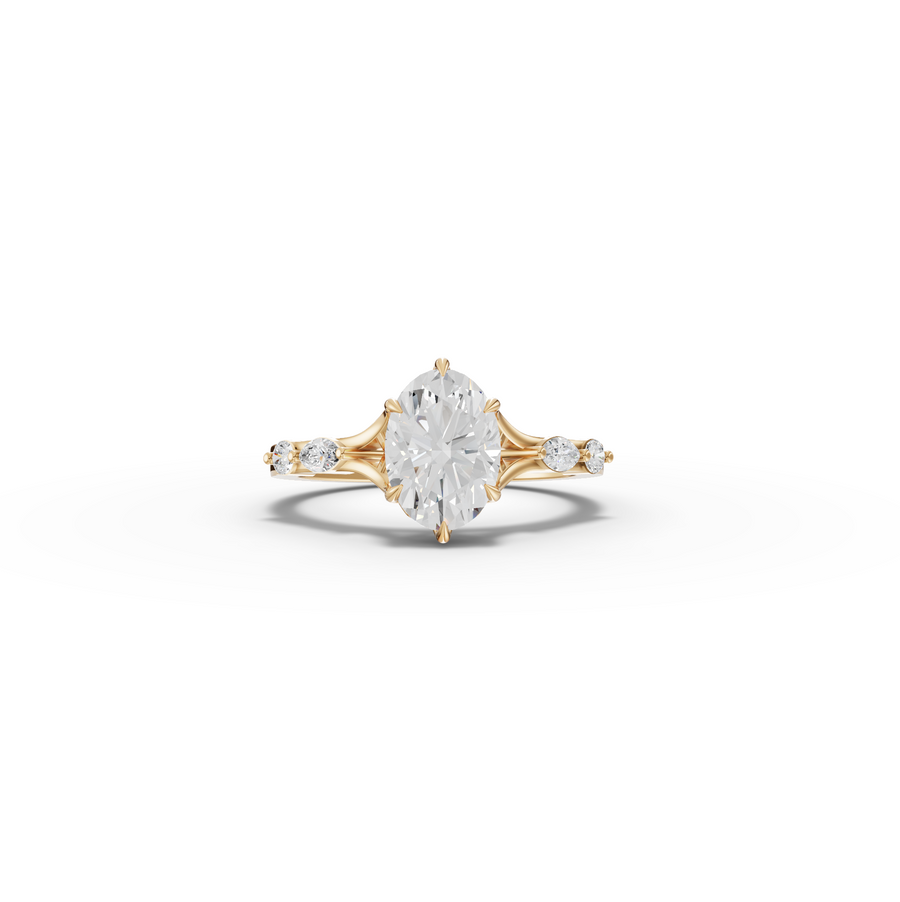 1.66 Ct Oval Solitaire Lab Diamond Accent Ring 1.50 Ct Center