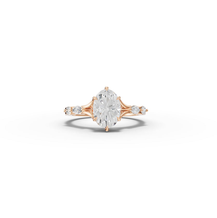 1.66 Ct Oval Solitaire Lab Diamond Accent Ring 1.50 Ct Center