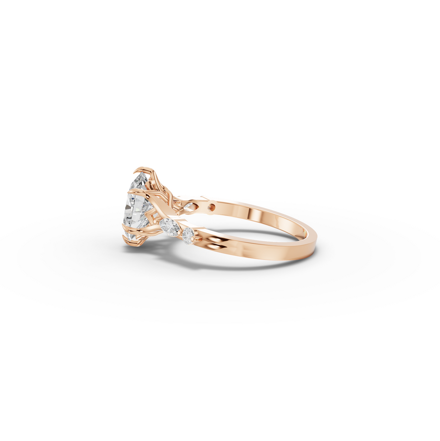 1.66 Ct Oval Solitaire Lab Diamond Accent Ring 1.50 Ct Center