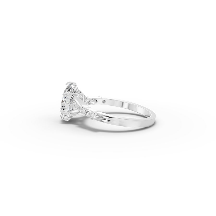 1.66 Ct Oval Solitaire Lab Diamond Accent Ring 1.50 Ct Center