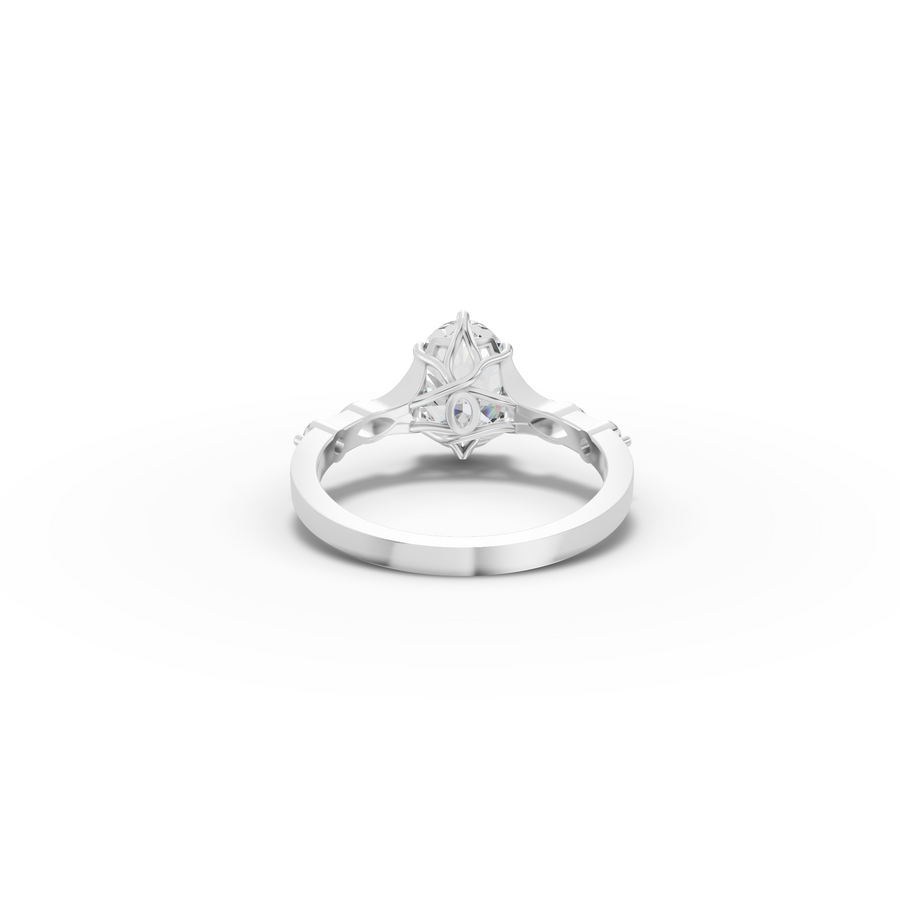 1.66 Ct Oval Solitaire Lab Diamond Accent Ring 1.50 Ct Center