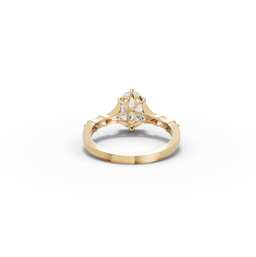 1.66 Ct Oval Solitaire Lab Diamond Accent Ring 1.50 Ct Center