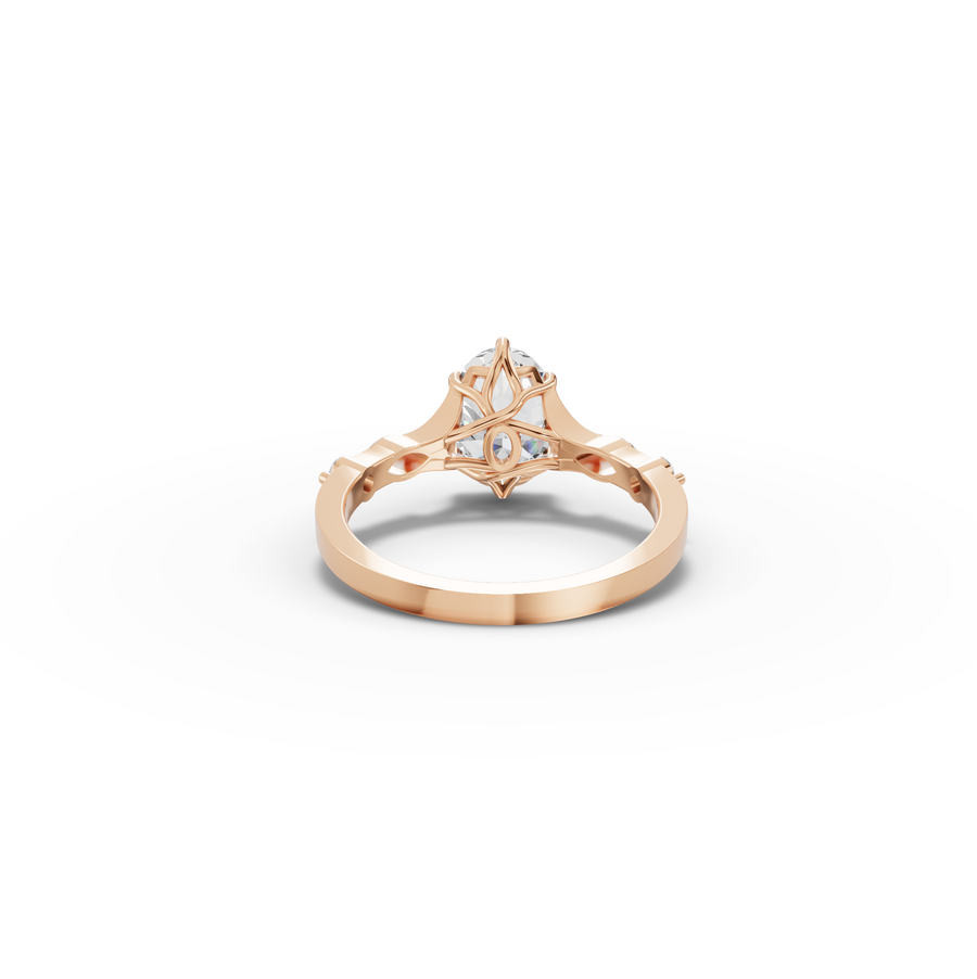 1.66 Ct Oval Solitaire Lab Diamond Accent Ring 1.50 Ct Center