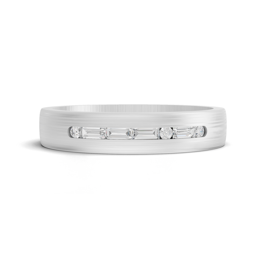 0.05 Ct Baguette & Round Lab Diamond Wedding Band Channel Set
