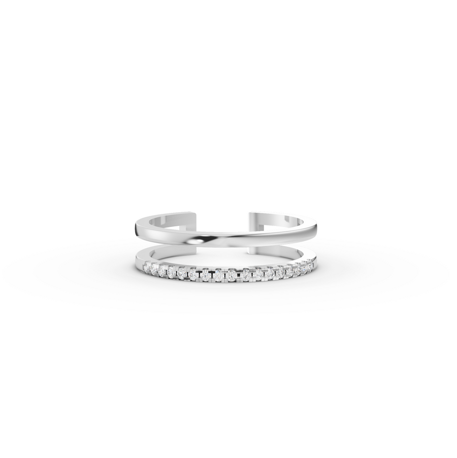 0.11 Ct Open Wrap Crossover Pavé Lab Diamond Ring
