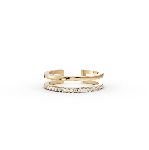 0.11 Ct Open Wrap Crossover Pavé Lab Diamond Ring