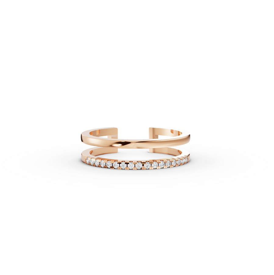 0.11 Ct Open Wrap Crossover Pavé Lab Diamond Ring