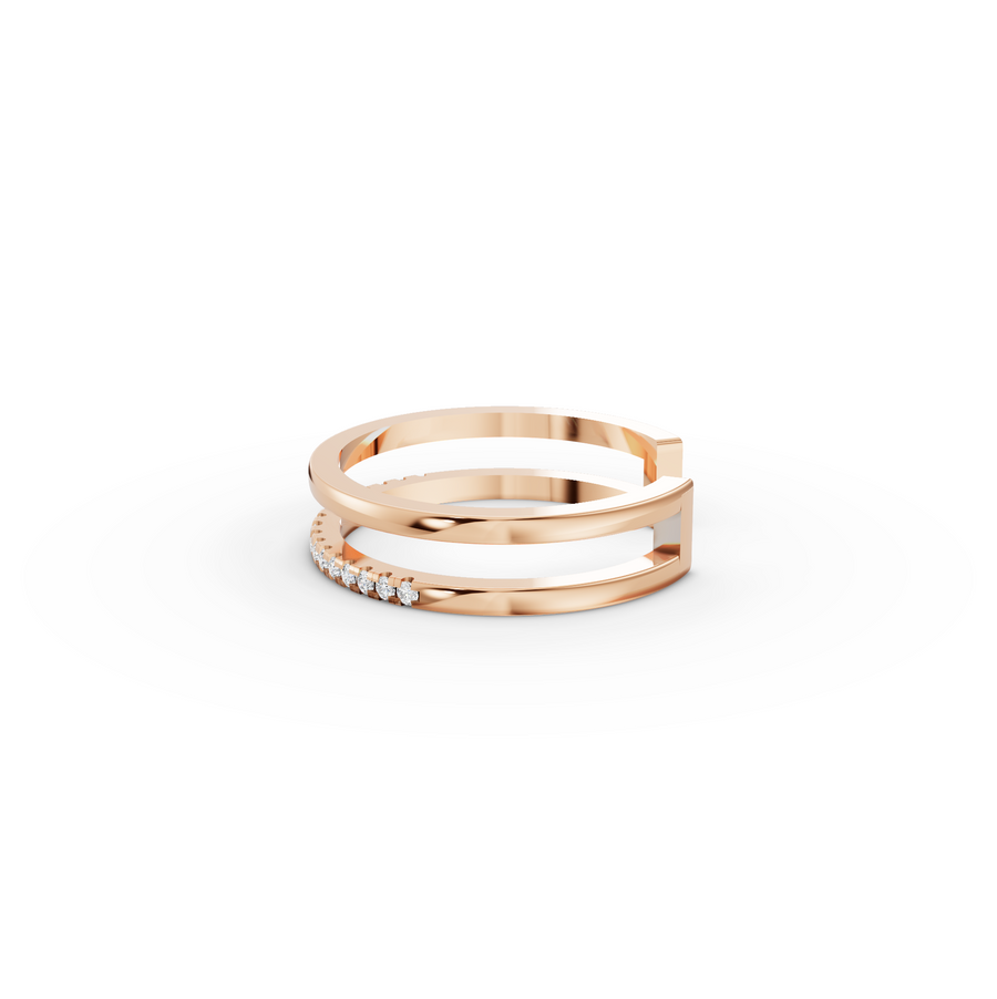 0.11 Ct Open Wrap Crossover Pavé Lab Diamond Ring