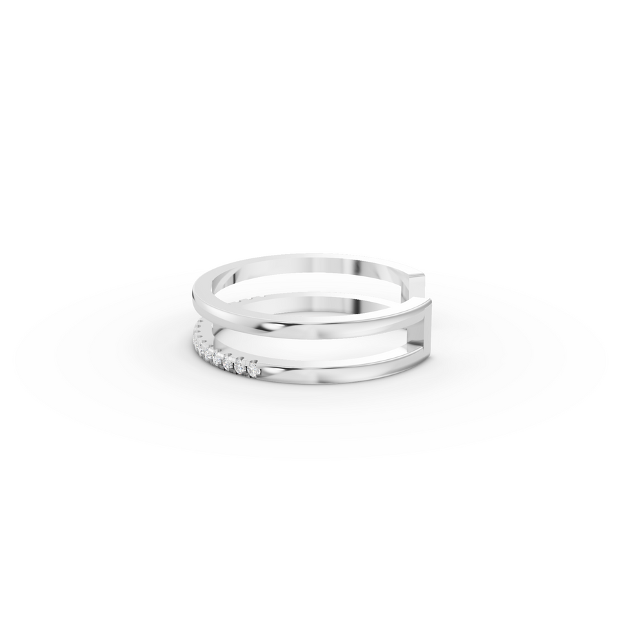 0.11 Ct Open Wrap Crossover Pavé Lab Diamond Ring