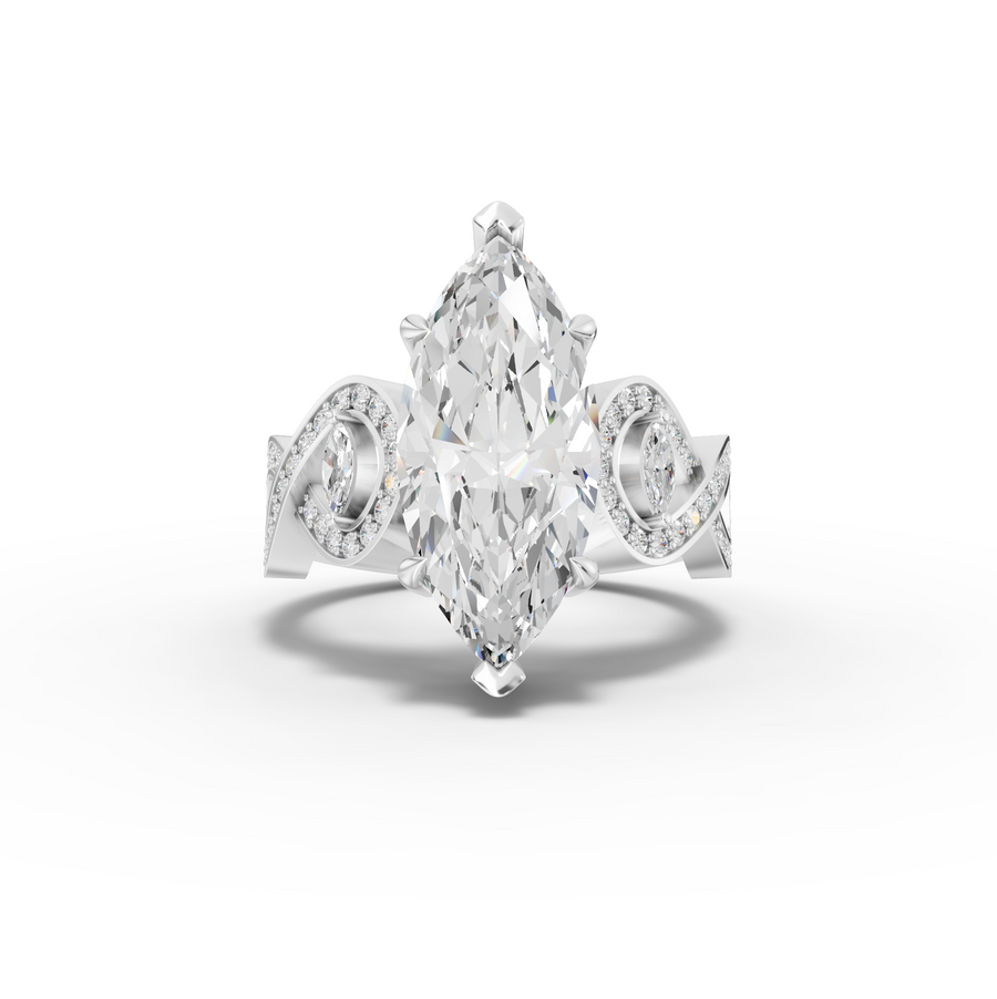 3.28 ct marquise lab diamond infinity pavé ring with 3 ct center stone and diamond-accented band