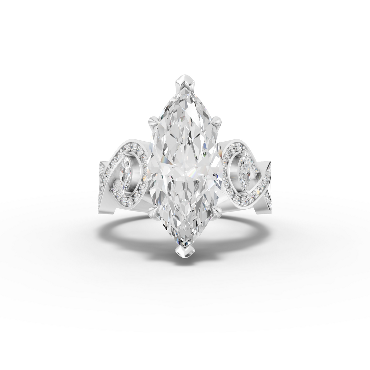3.28 Ct Marquise Lab Diamond Infinity Pavé Ring 3 Ct Center