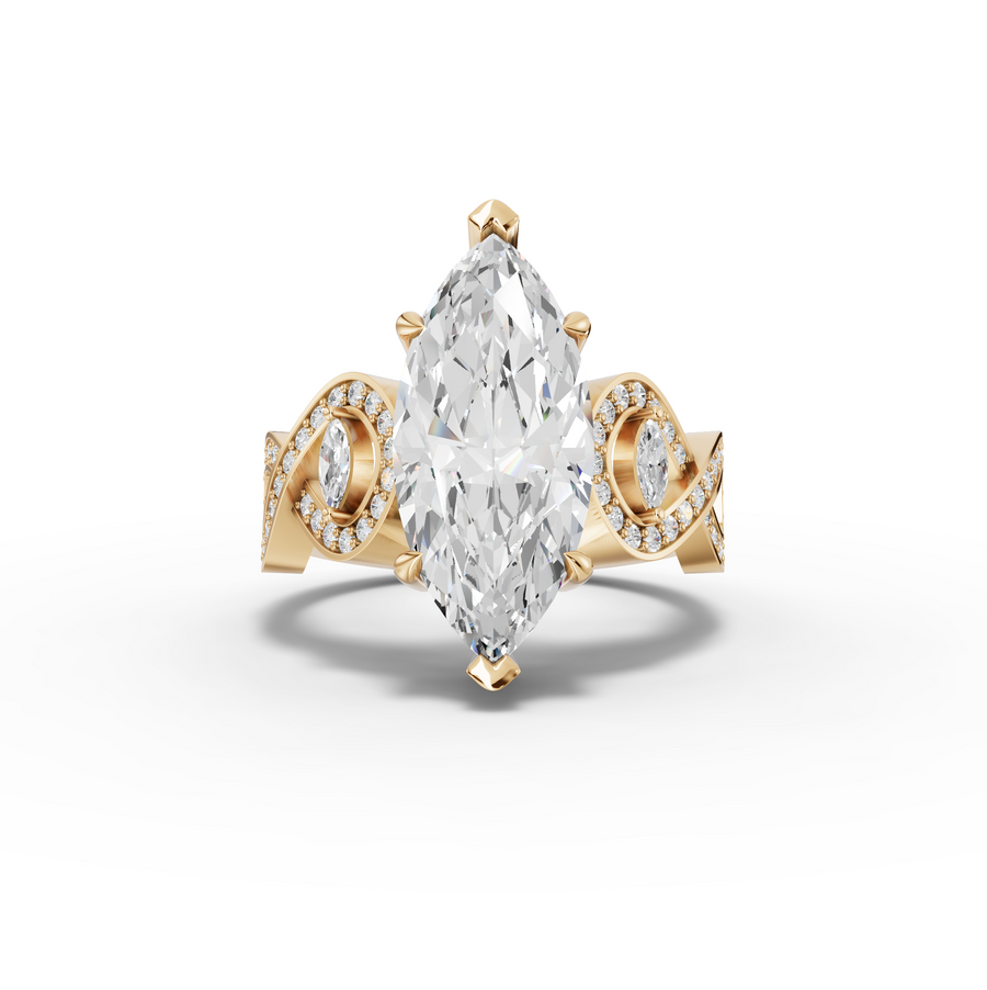 3.28 Ct Marquise Solitaire With Side Stone Ring 3.00 Ct Center