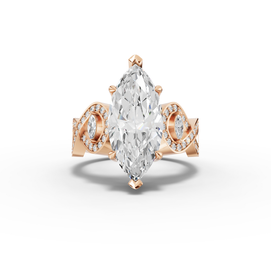 3.28 Ct Marquise Solitaire With Side Stone Ring 3.00 Ct Center