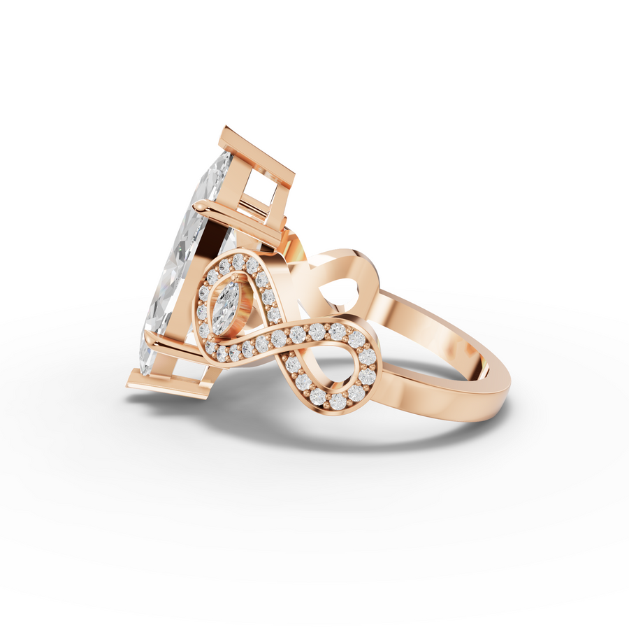 3.28 Ct Marquise Solitaire With Side Stone Ring 3.00 Ct Center