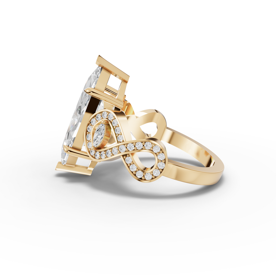 3.28 Ct Marquise Solitaire With Side Stone Ring 3.00 Ct Center