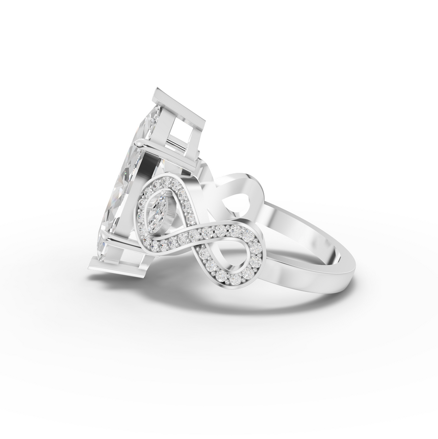 3.28 Ct Marquise Solitaire With Side Stone Ring 3.00 Ct Center