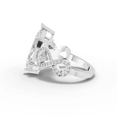 3.28 Ct Marquise Lab Diamond Infinity Pavé Ring 3 Ct Center