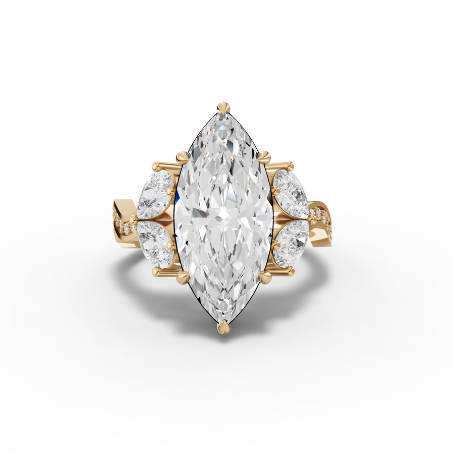 3.75 Ct Marquise Solitaire With Side Stone Ring 3.00 Ct Center