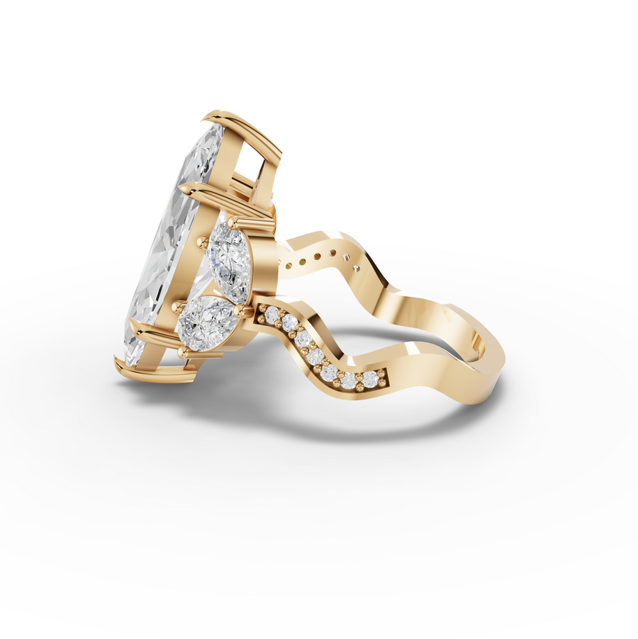 3.75 Ct Marquise Solitaire With Side Stone Ring 3.00 Ct Center
