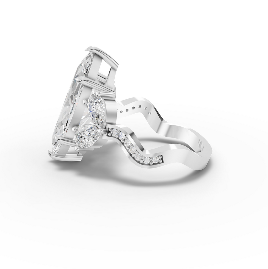 3.75 Ct Marquise Solitaire With Side Stone Ring 3.00 Ct Center