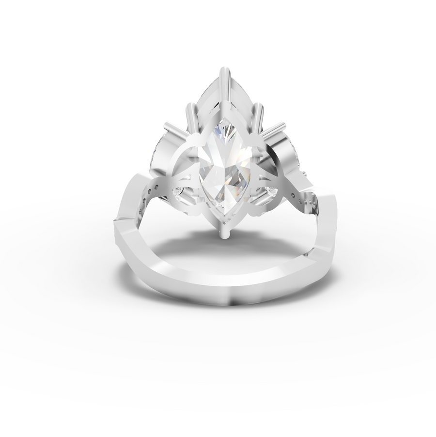 3.75 Ct Marquise Solitaire With Side Stone Ring 3.00 Ct Center