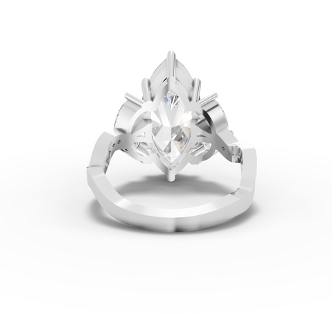 3.75 Ct Marquise Solitaire Ring with Split Wave Pavé Band 3.00 Ct Center