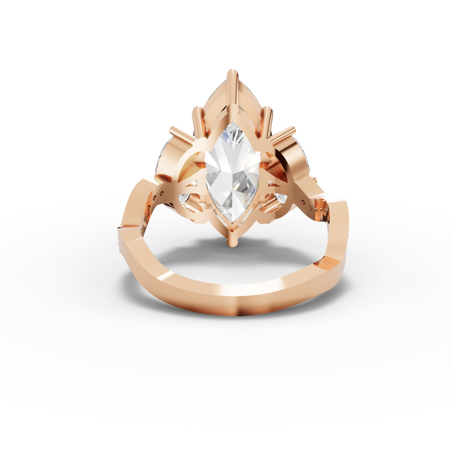 3.75 Ct Marquise Solitaire With Side Stone Ring 3.00 Ct Center