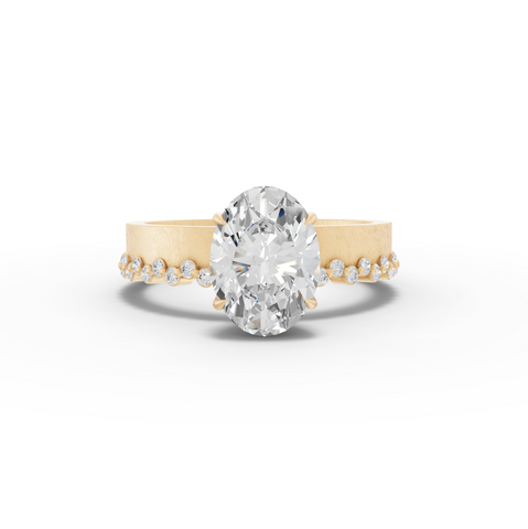 2.31 Ct Oval Cut Lab Diamond Solitaire Ring with Beaded Band 2.00 Ct Center