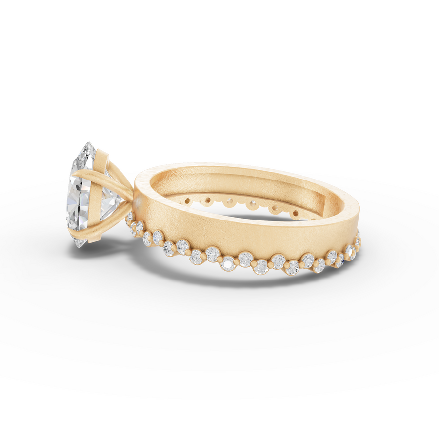 2.31 Ct Oval Cut Lab Diamond Solitaire Ring with Beaded Band 2.00 Ct Center