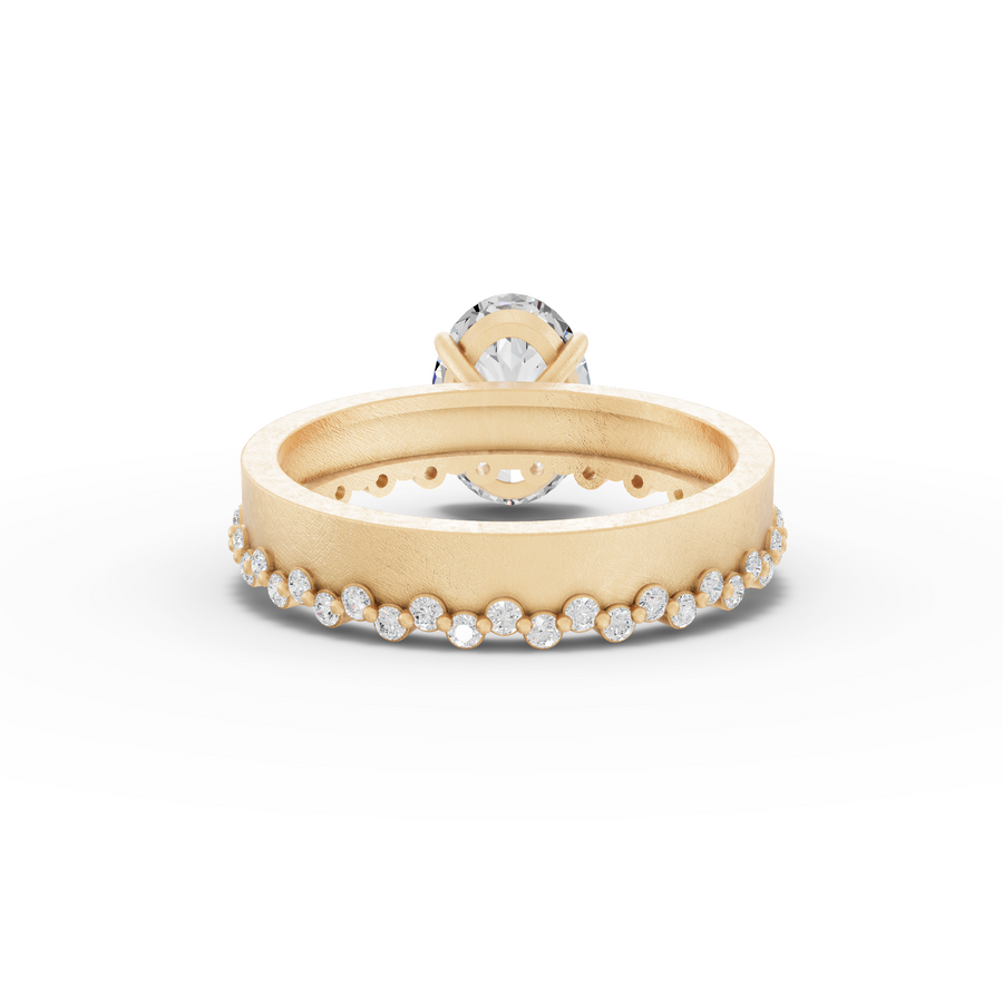 2.31 Ct Oval Cut Lab Diamond Solitaire Ring with Beaded Band 2.00 Ct Center