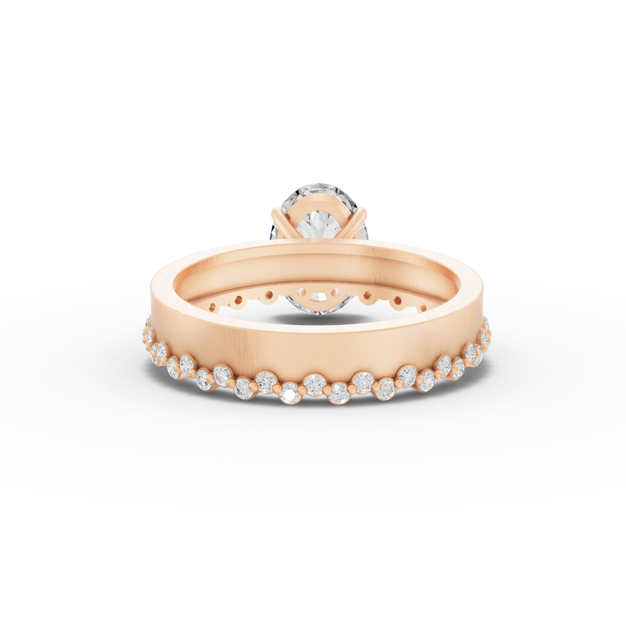 2.31 Ct Oval Cut Lab Diamond Solitaire Ring with Beaded Band 2.00 Ct Center